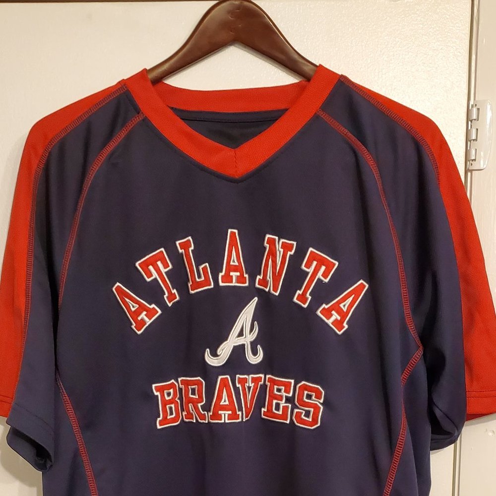 Atlanta Braves Men's Jersey - Navy and Red